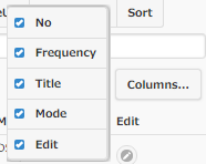 columns popup No Frequency Title Mode Edit